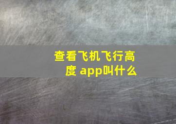 查看飞机飞行高度 app叫什么